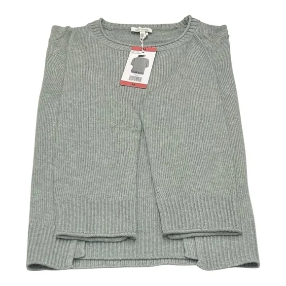 Ella Moss Green Crewneck Sweater Ribbed Knit Women Size: M - Picture 4 of 14